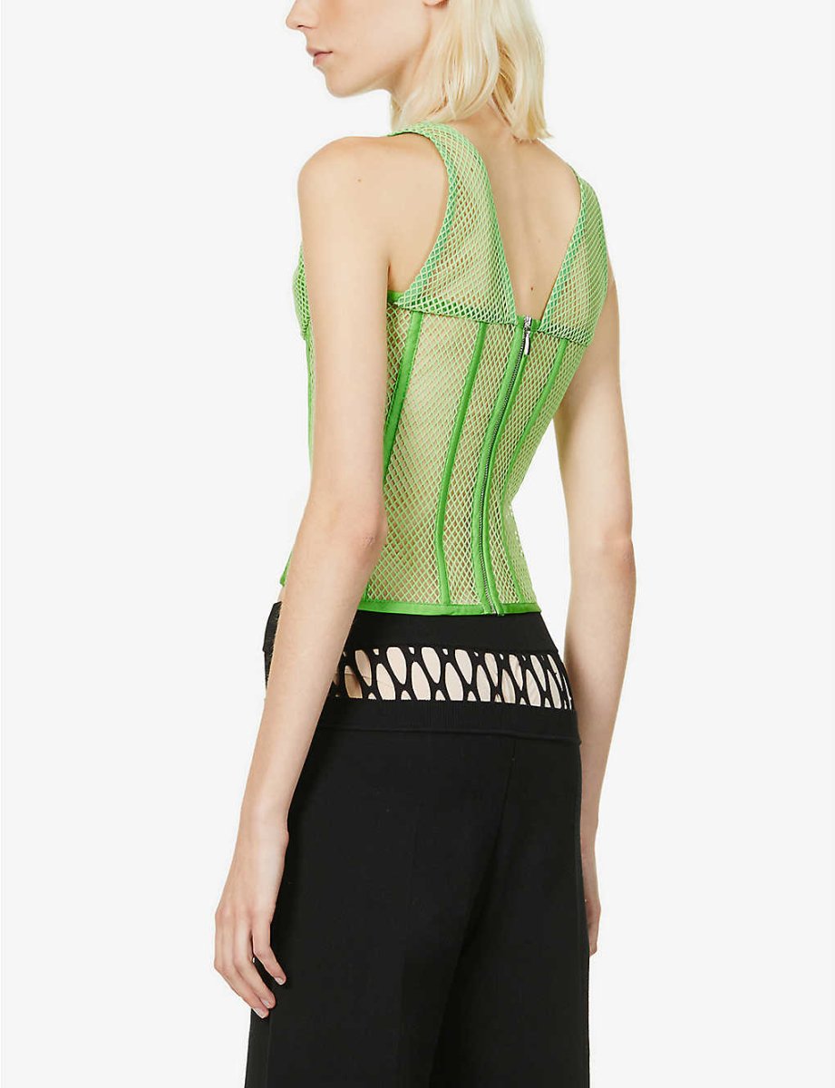Rozie Corsets Mesh Stretch Woven Corset in Green - Imagen 3