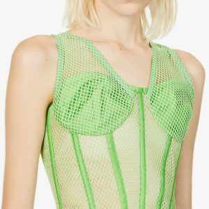 Rozie Corsets Mesh Stretch Woven Corset in Green