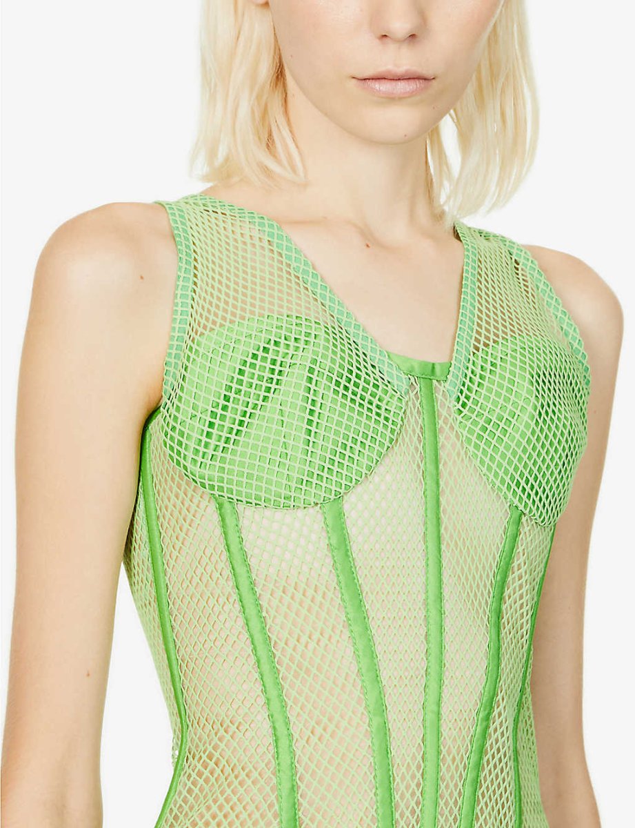 Rozie Corsets Mesh Stretch Woven Corset in Green - Imagen 2