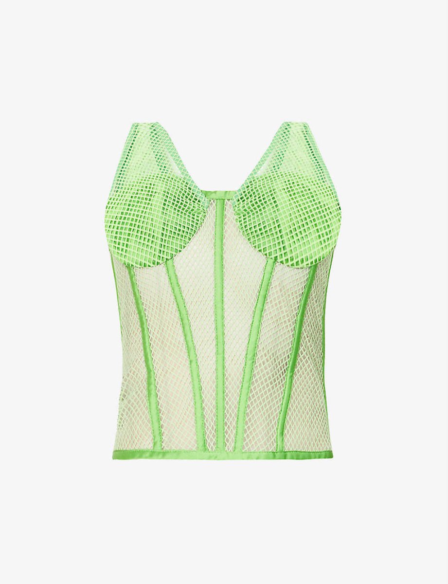 Rozie Corsets Mesh Stretch Woven Corset in Green - Imagen 6