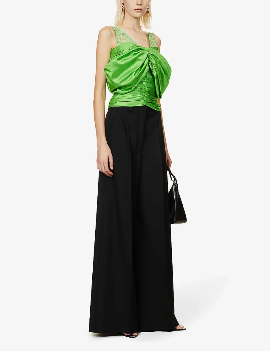 Rozie Corsets Off Shoulder Silk Blend Corset Top in Green - Imagen 6