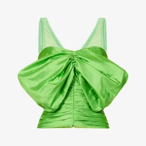 Rozie Corsets Off Shoulder Silk Blend Corset Top in Green