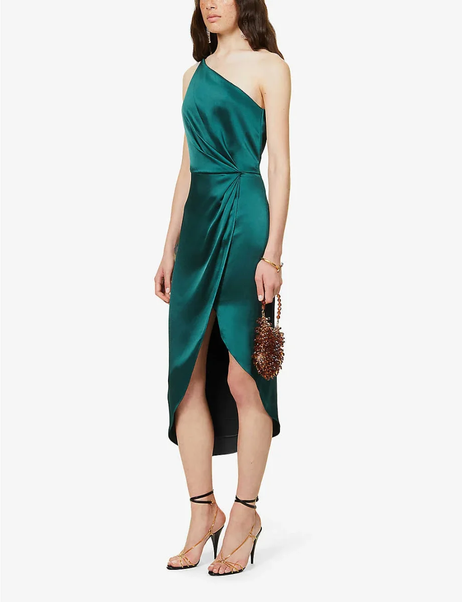 JENNY YOO Calla One-shoulder Emerald Green Maid Of Honour Bridesmaid Dress - Imagen 6