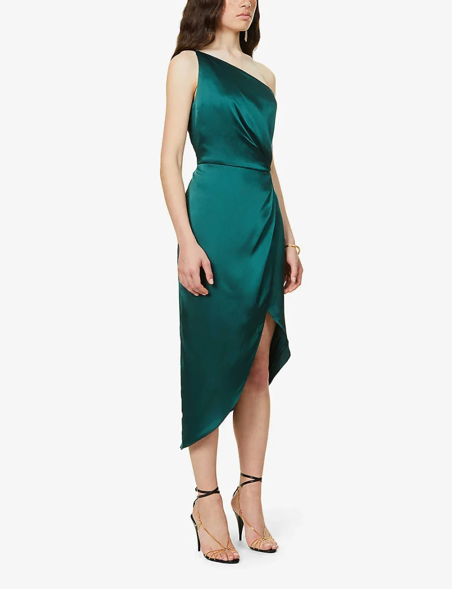 JENNY YOO Calla One-shoulder Emerald Green Maid Of Honour Bridesmaid Dress - Imagen 5