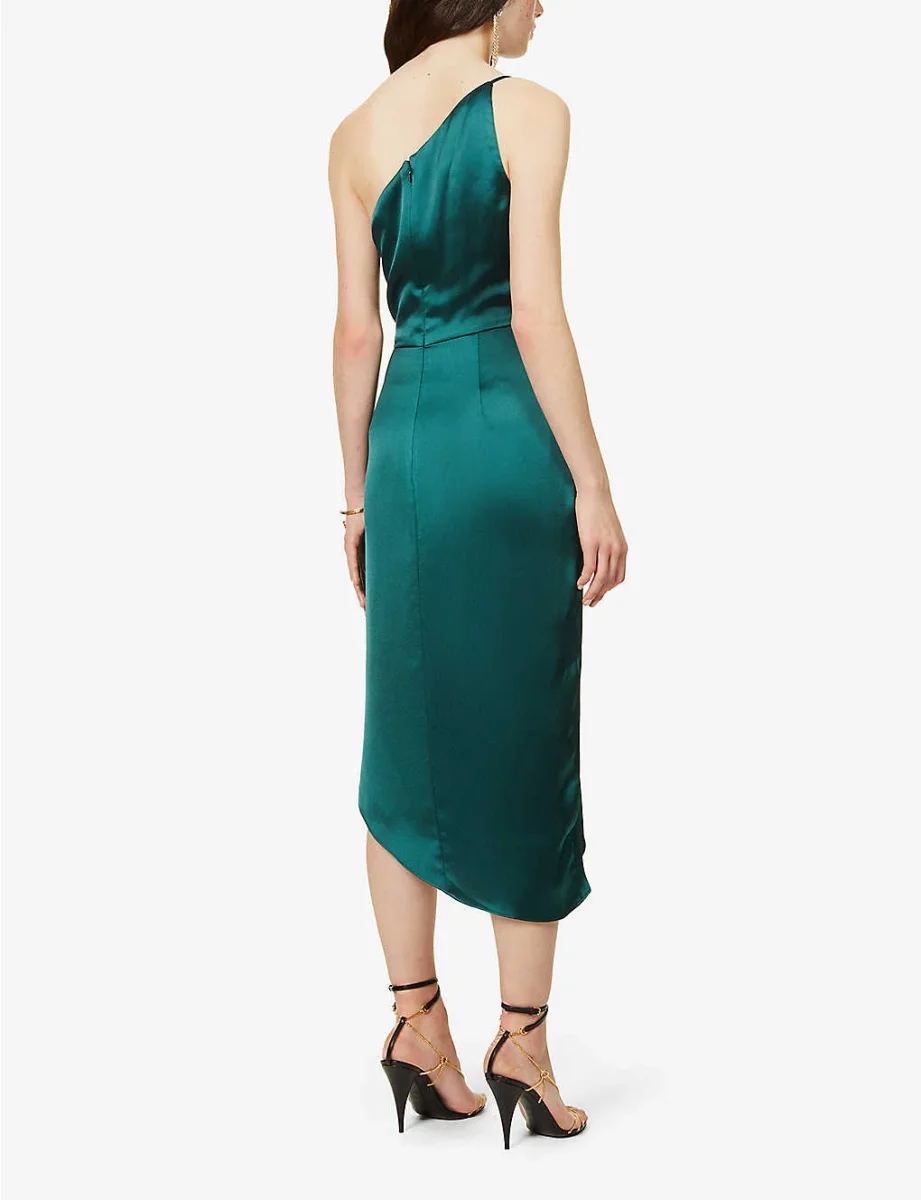 JENNY YOO Calla One-shoulder Emerald Green Maid Of Honour Bridesmaid Dress - Imagen 8