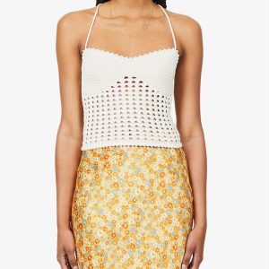 Reformation Cream Jodie Open Knit Tank Top