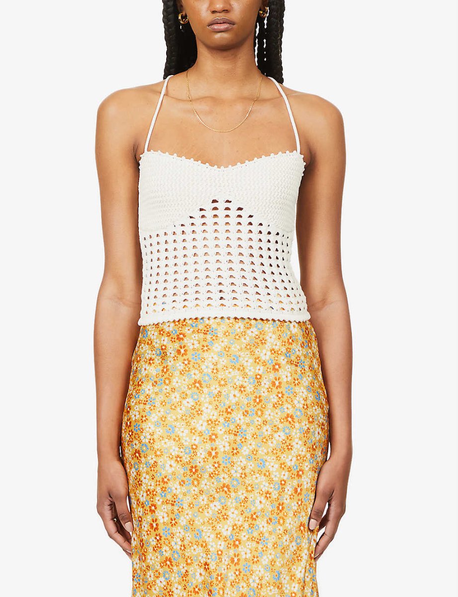 Reformation Cream Jodie Open Knit Tank Top