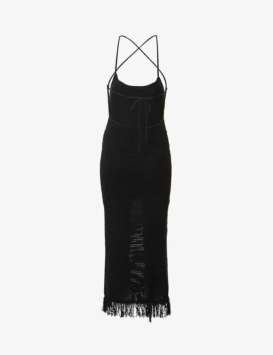 Reformation Alexina Open Knit Fringe Hem Dress - Imagen 4