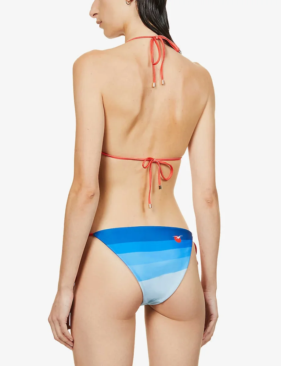 CASABLANCA Tennis Club Wave Print High Rise Bikini Bottoms - Imagen 5