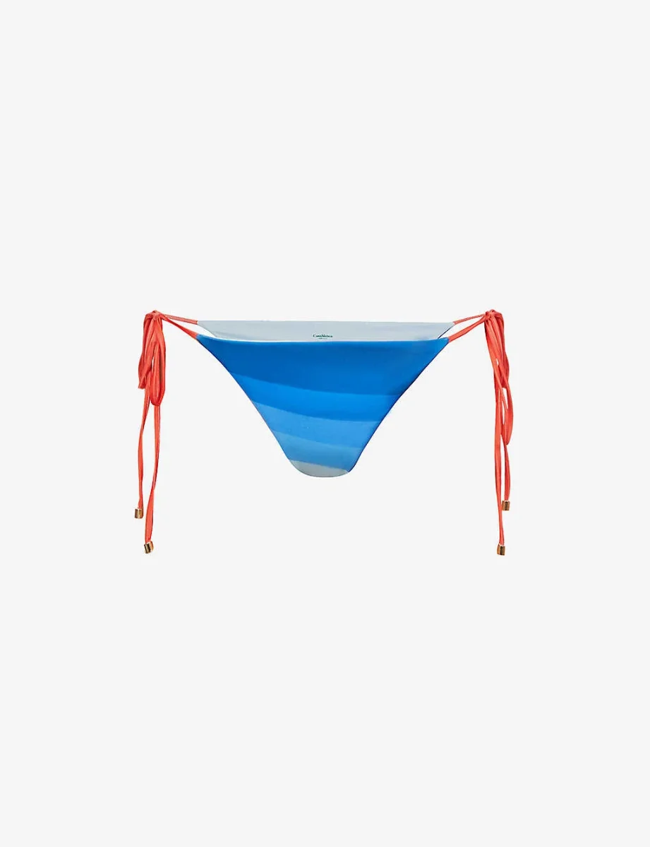 CASABLANCA Tennis Club Wave Print High Rise Bikini Bottoms - Imagen 2