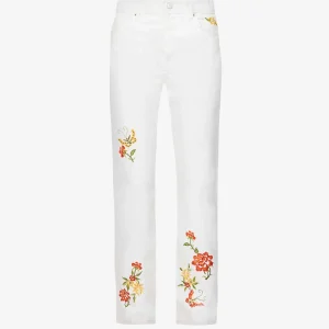 Reformation White Cynthia Straight Leg Mid Rise Denim Jeans