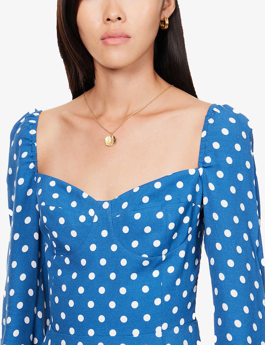 Reformation Blue Mochi Polka Dot Mini Dress - Imagen 5