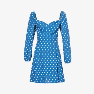 Reformation Blue Mochi Polka Dot Mini Dress