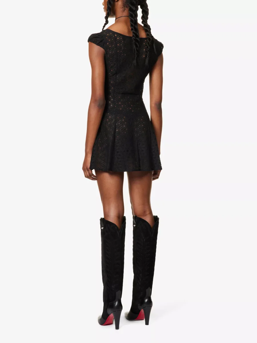 MIRROR PALAIS Maria Scoop-Neck Lace Black Mini Dress - Imagen 4
