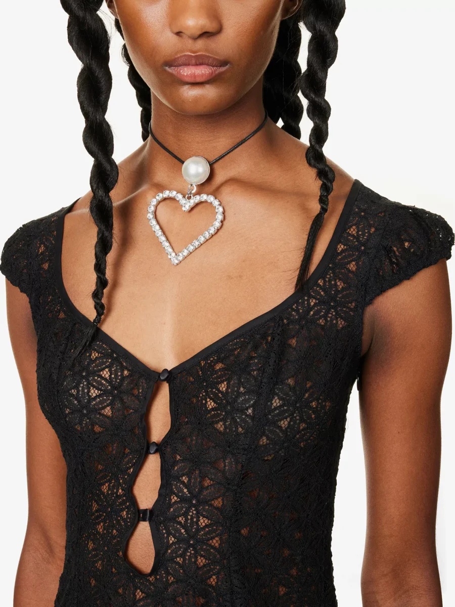 MIRROR PALAIS Maria Scoop-Neck Lace Black Mini Dress - Imagen 3