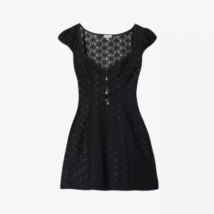 MIRROR PALAIS Maria Scoop-Neck Lace Black Mini Dress