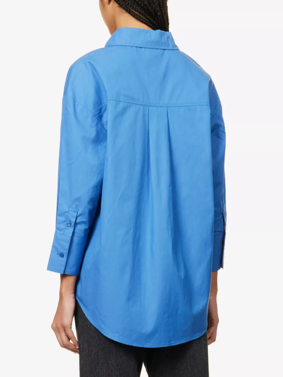 ANINE BING Mika Relaxed-Fit Cotton Button Up Blue Shirt - Imagen 5