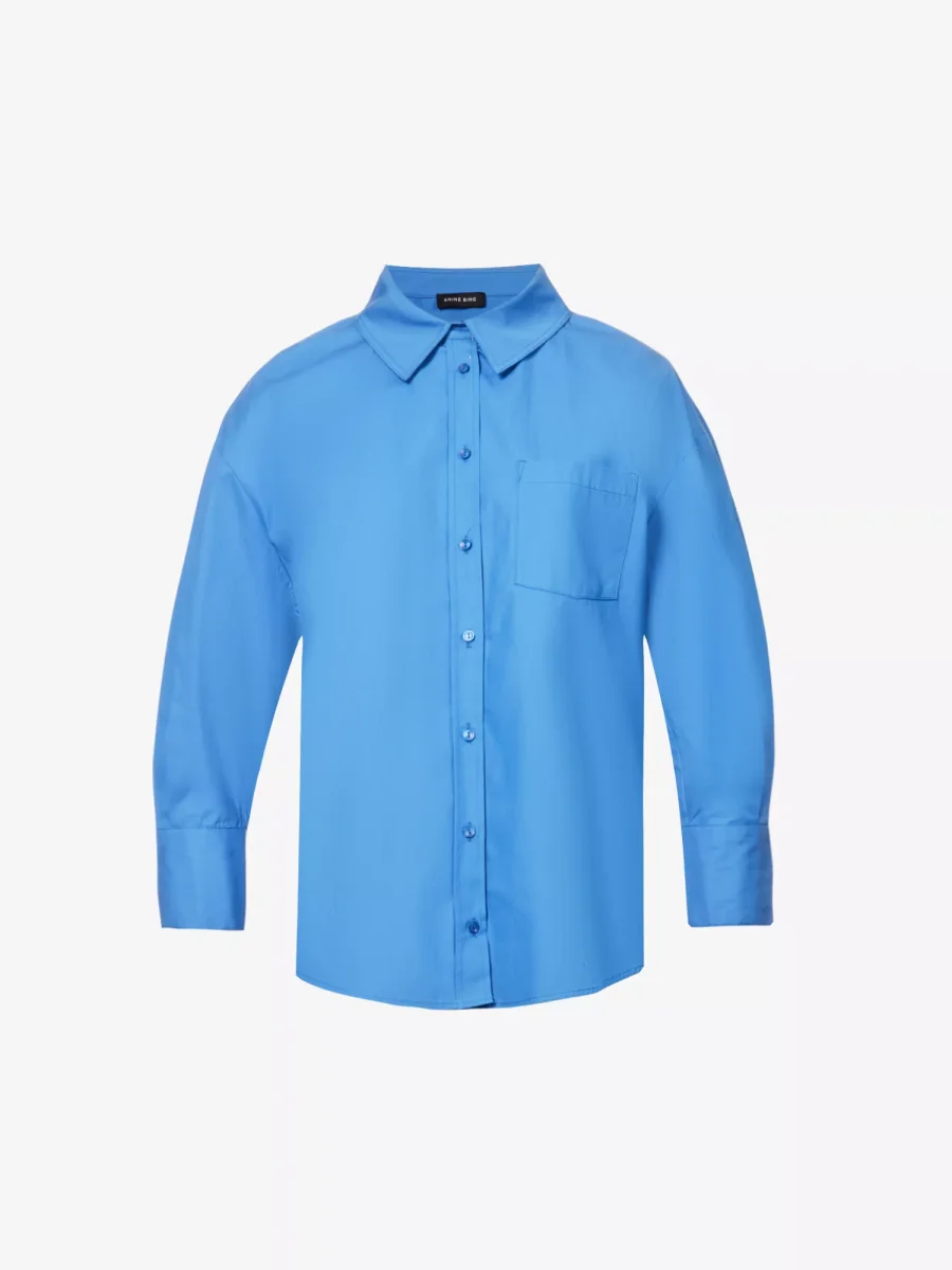 ANINE BING Mika Relaxed-Fit Cotton Button Up Blue Shirt - Imagen 3