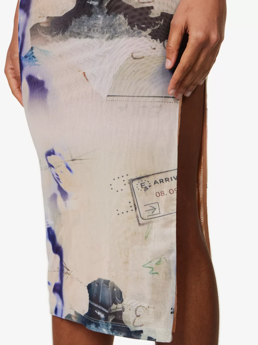 MIAOU Lila Abstract-Print Corsica Slim-Fit Recycled Polyester-Blend Midi Dress - Imagen 5