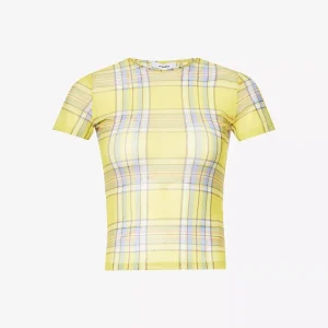 MIAOU Yellow Check Plaid Dion Mini Tee Top