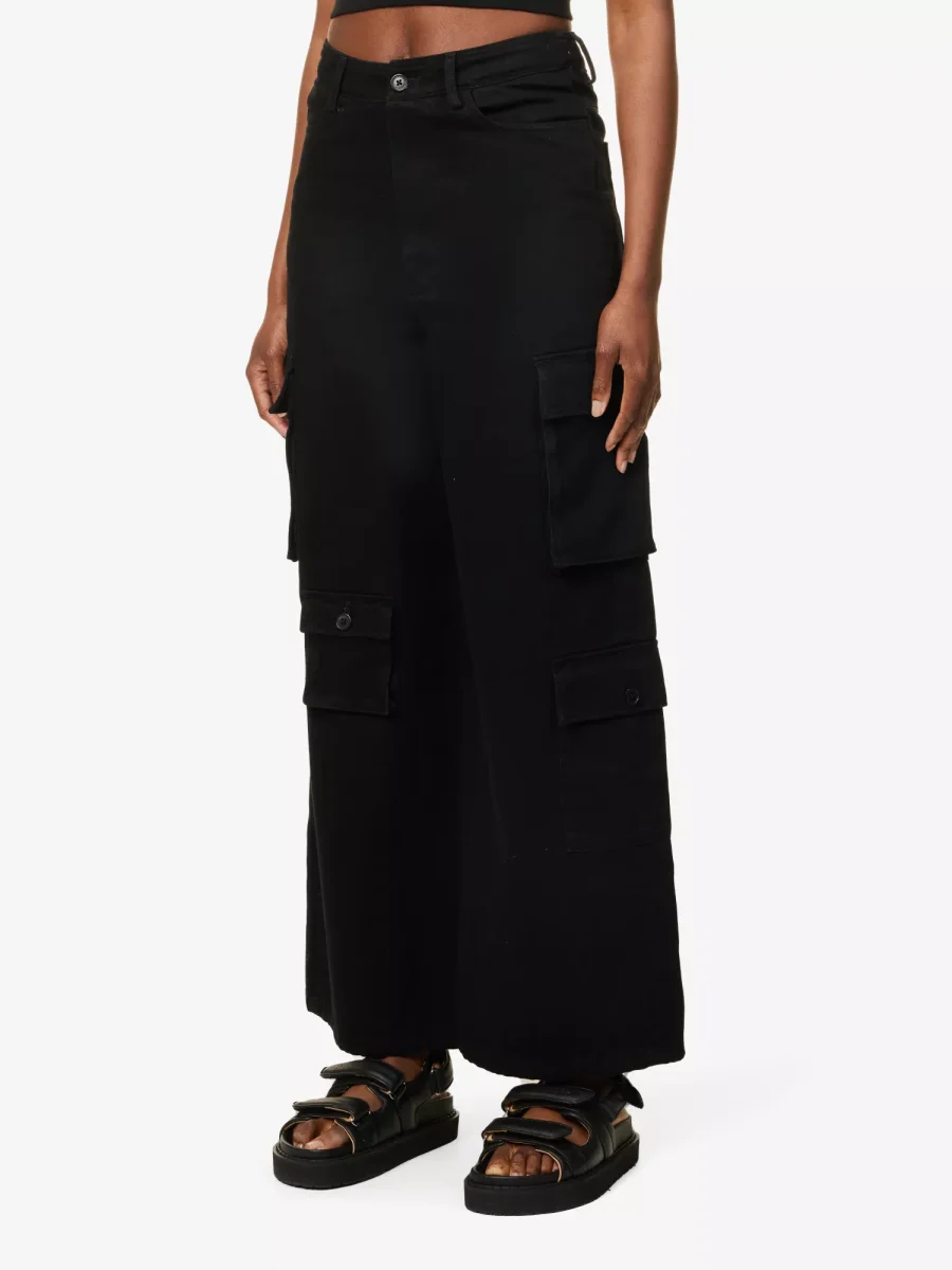 THE FRANKIE SHOP Hailey Straight Leg High Rise Patch Pocket Black Jeans - Imagen 3
