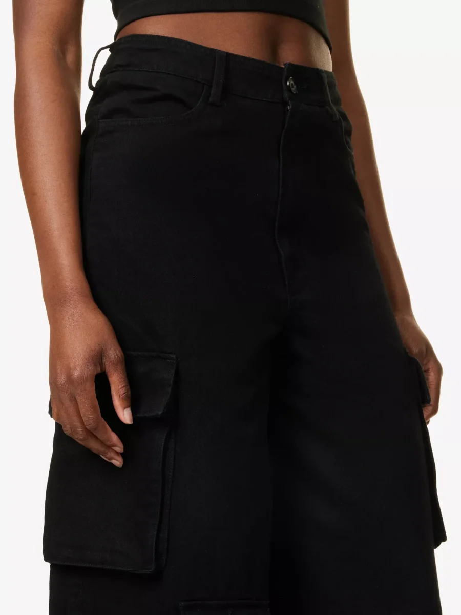THE FRANKIE SHOP Hailey Straight Leg High Rise Patch Pocket Black Jeans - Imagen 7