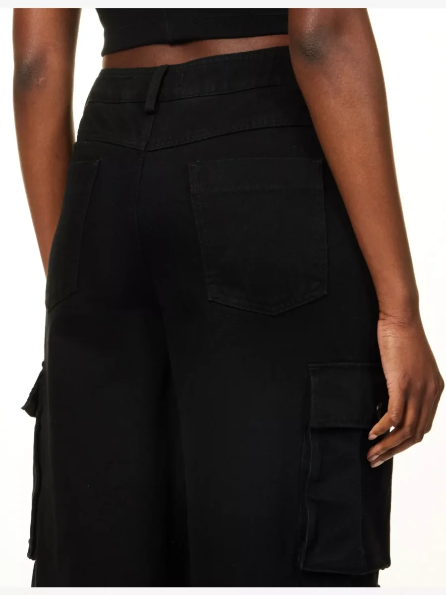 THE FRANKIE SHOP Hailey Straight Leg High Rise Patch Pocket Black Jeans - Imagen 6