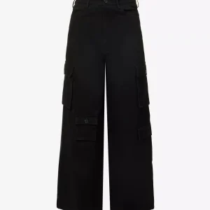 THE FRANKIE SHOP Hailey Straight Leg High Rise Patch Pocket Black Jeans