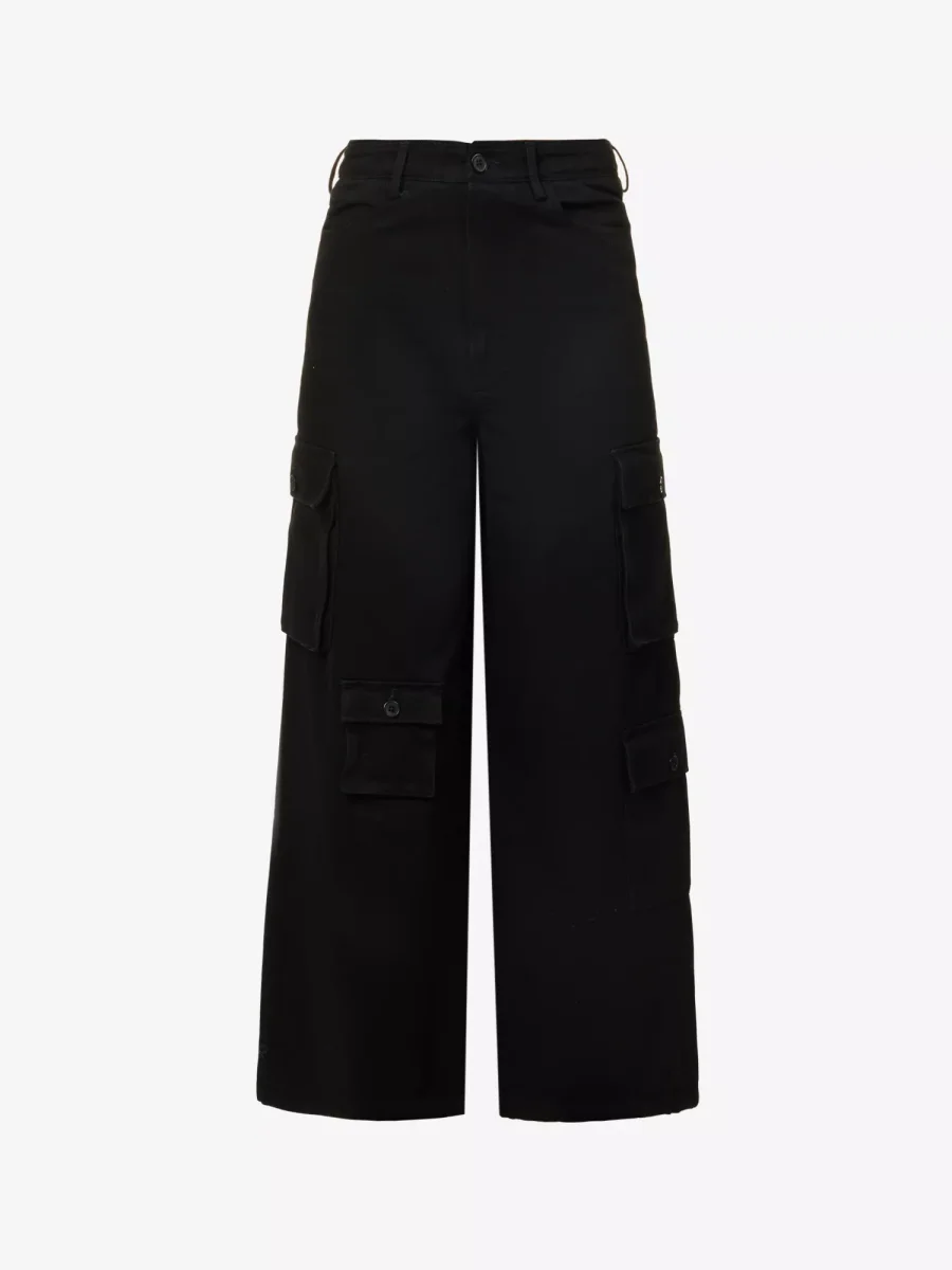 THE FRANKIE SHOP Hailey Straight Leg High Rise Patch Pocket Black Jeans - Imagen 2