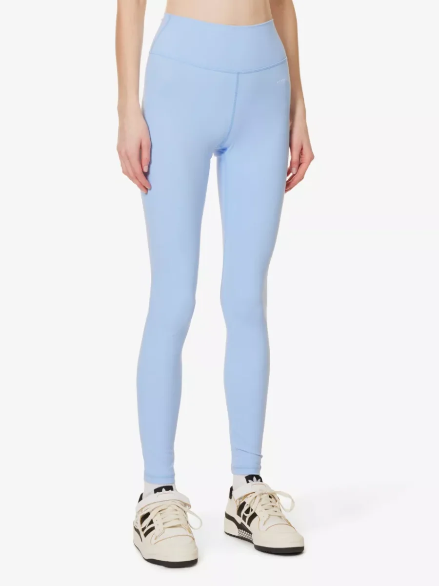 SPORTY & RICH High Rise Logo Print Stretch Wellness Athleisure Leggings - Imagen 4