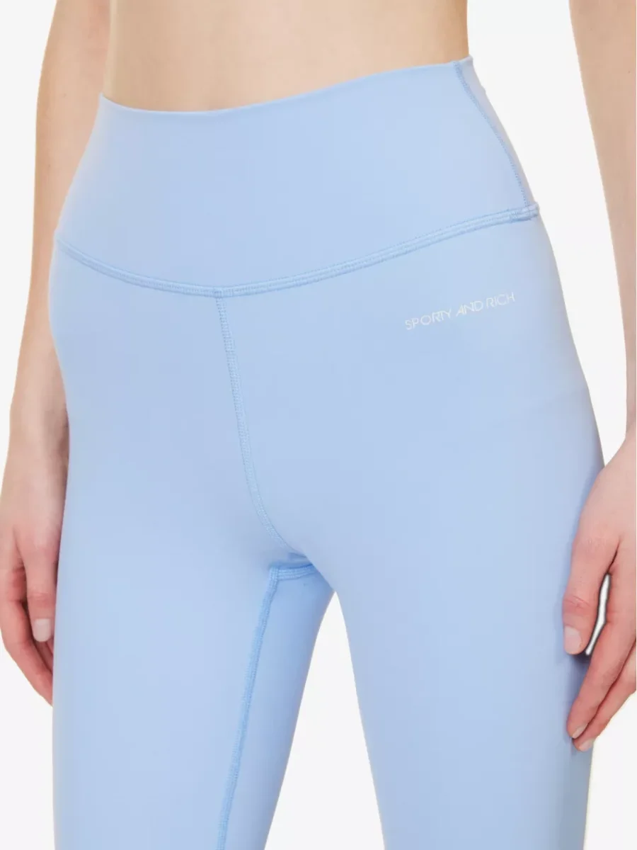 SPORTY & RICH High Rise Logo Print Stretch Wellness Athleisure Leggings - Imagen 5