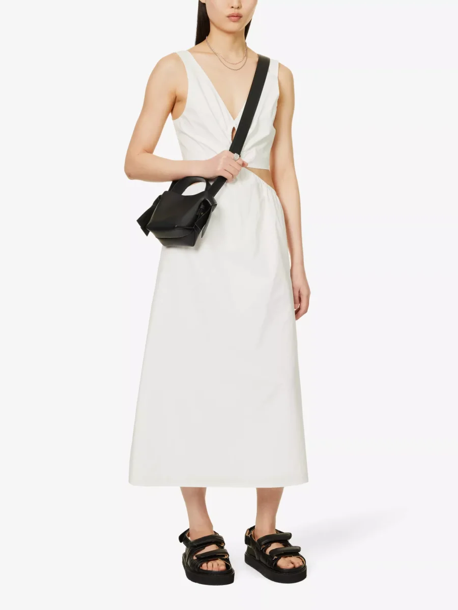 ANINE BING Dione Cut-Out Cotton Midi Dress - Imagen 3