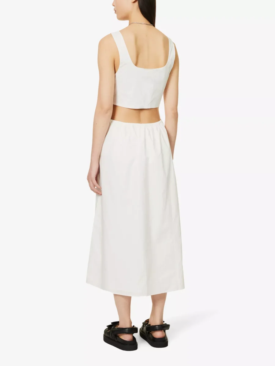 ANINE BING Dione Cut-Out Cotton Midi Dress - Imagen 6