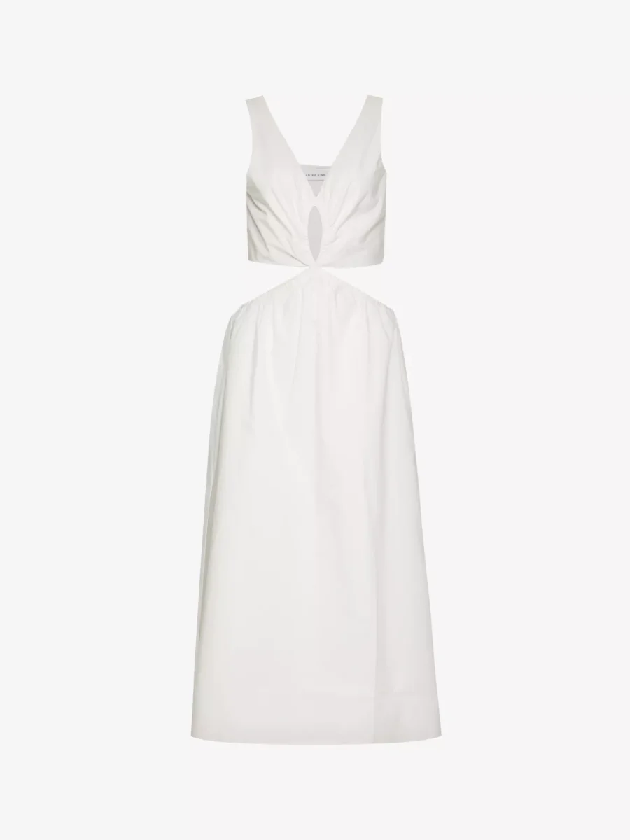 ANINE BING Dione Cut-Out Cotton Midi Dress - Imagen 2