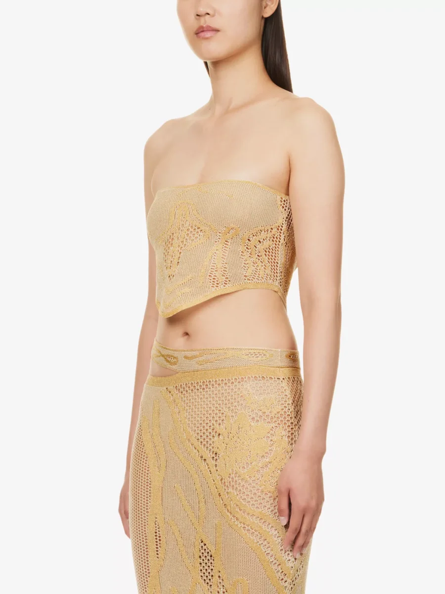 DI PETSA Birthing Venus Crochet Knit Gold Greek Goddess Top - Imagen 5