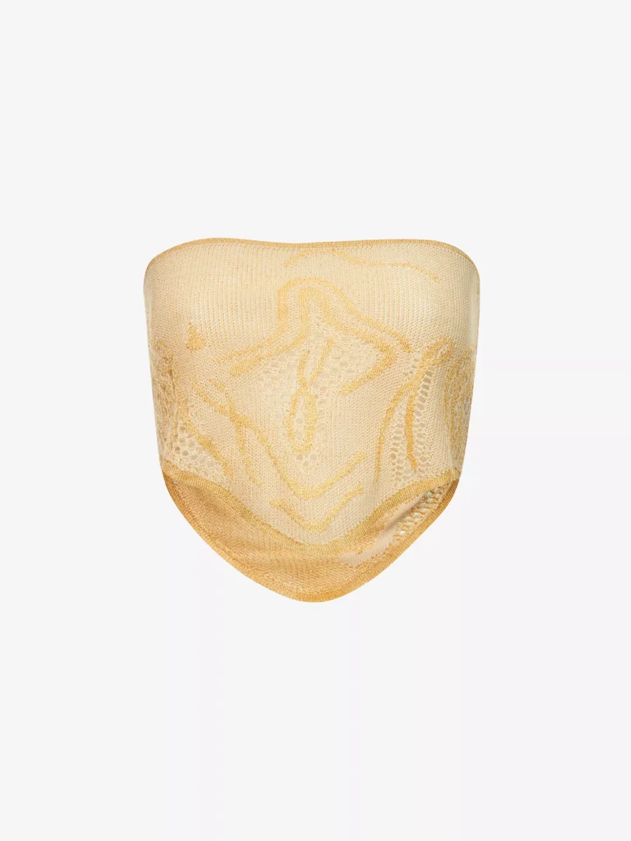 DI PETSA Birthing Venus Crochet Knit Gold Greek Goddess Top