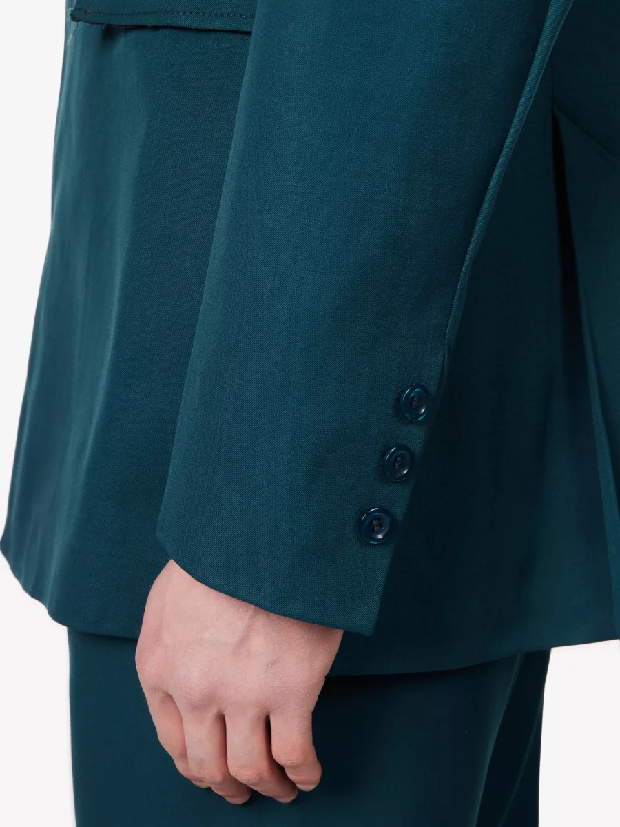 BIANCA SAUNDERS Akiel Green Single Breasted Bonded Wool Blazer Jacket - Imagen 6