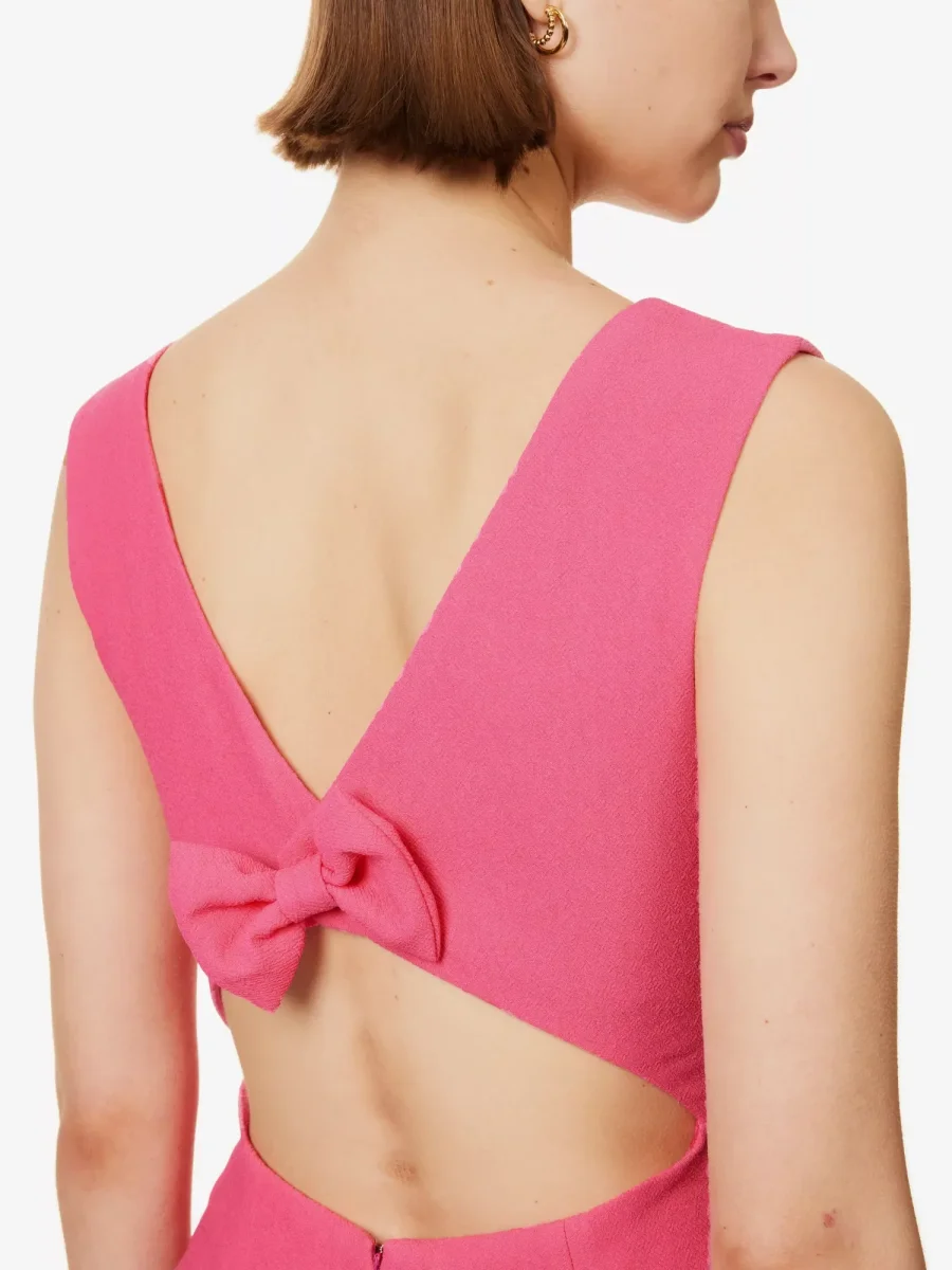 Rixo London Michaela Pink Bow Back Cut-Out Woven Mini Dress - Imagen 5