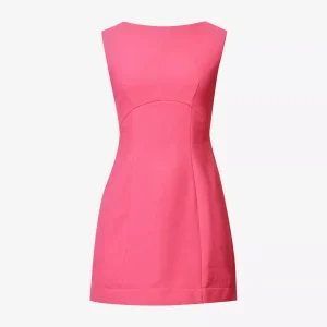 Rixo London Michaela Pink Bow Back Cut-Out Woven Mini Dress