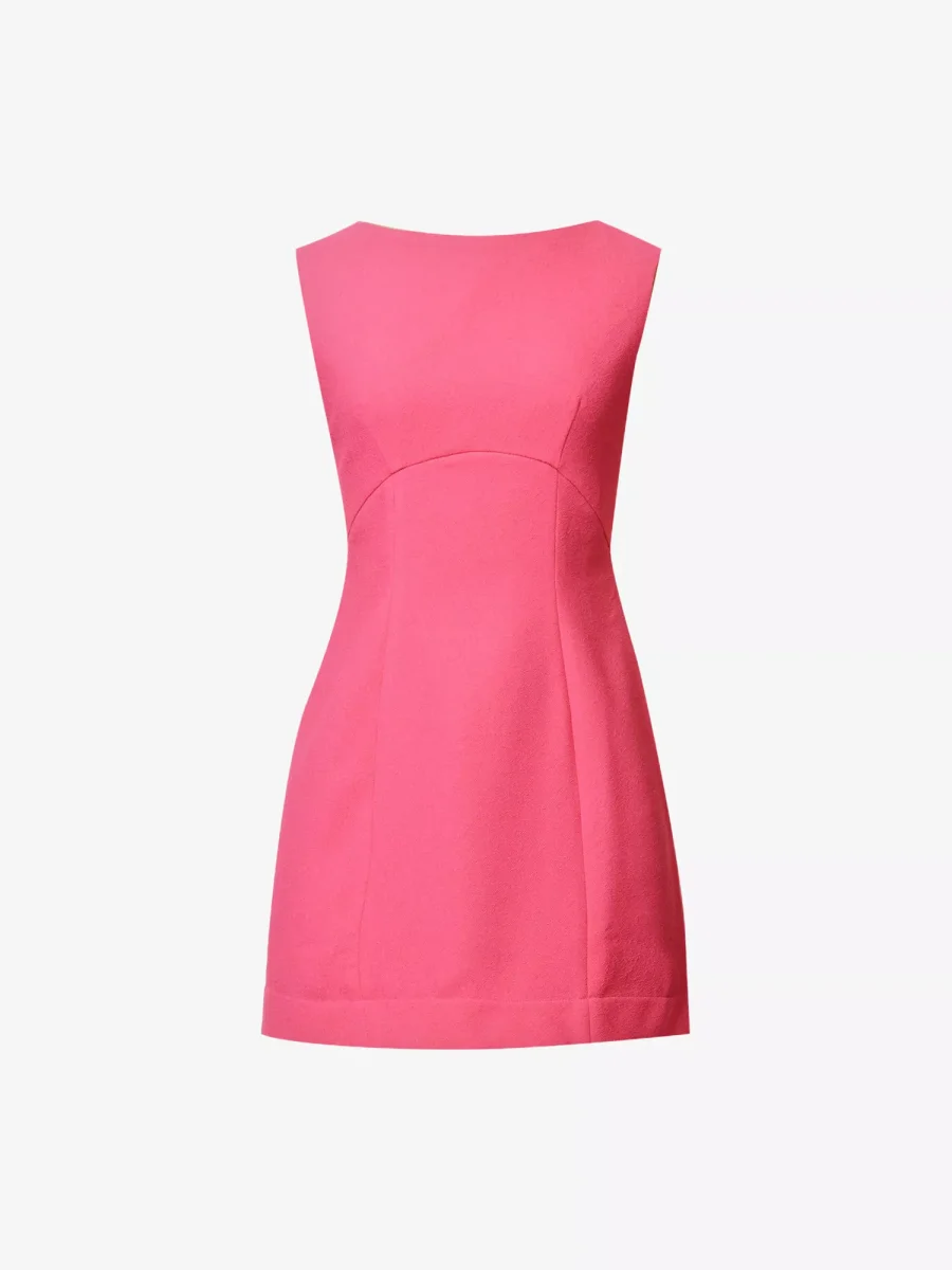 Rixo London Michaela Pink Bow Back Cut-Out Woven Mini Dress - Imagen 2