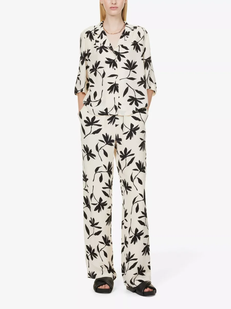 ANINE Bing Row Floral Print Ivory Woven Button-Up Relaxed Shirt - Imagen 6
