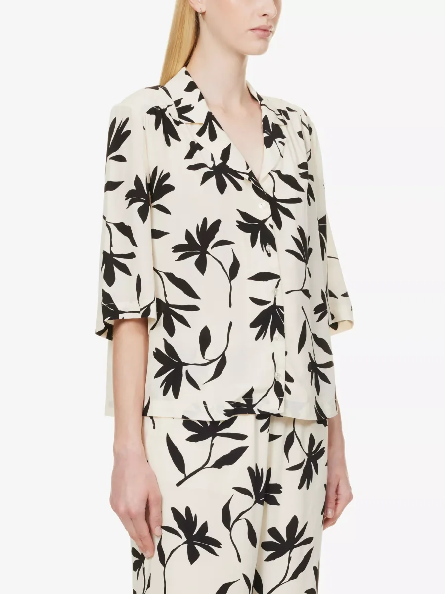ANINE Bing Row Floral Print Ivory Woven Button-Up Relaxed Shirt - Imagen 2