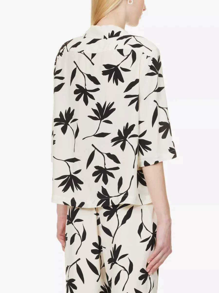 ANINE Bing Row Floral Print Ivory Woven Button-Up Relaxed Shirt - Imagen 3