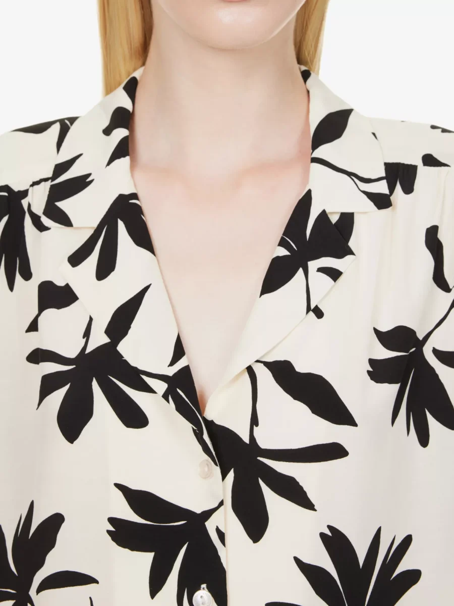 ANINE Bing Row Floral Print Ivory Woven Button-Up Relaxed Shirt - Imagen 4