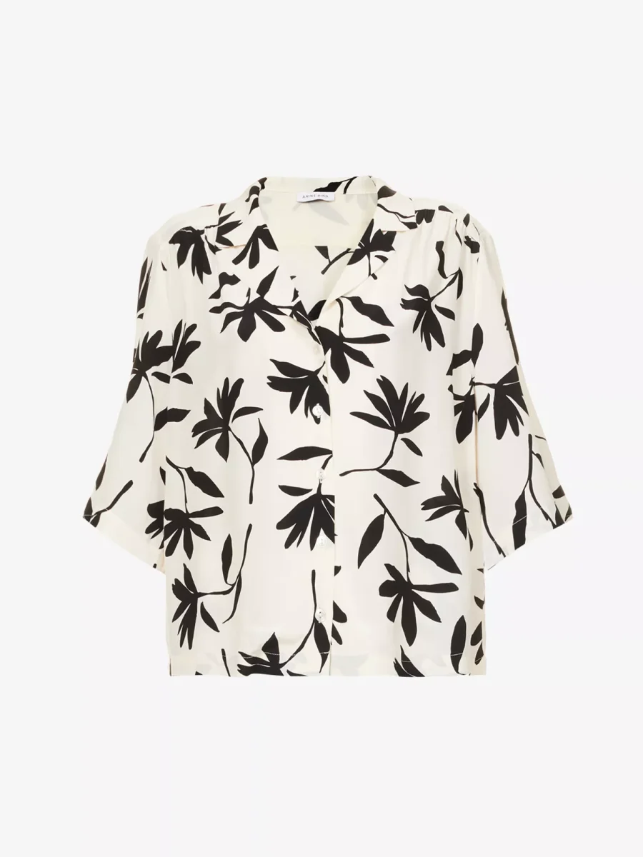 ANINE Bing Row Floral Print Ivory Woven Button-Up Relaxed Shirt - Imagen 5