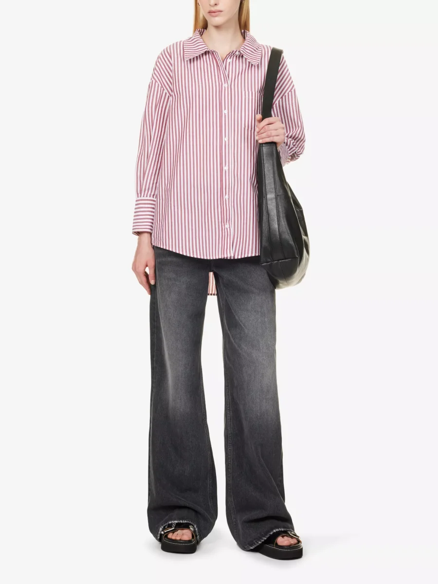 ANINE BING Mika Vertical-Striped Poplin Shirt - Imagen 3