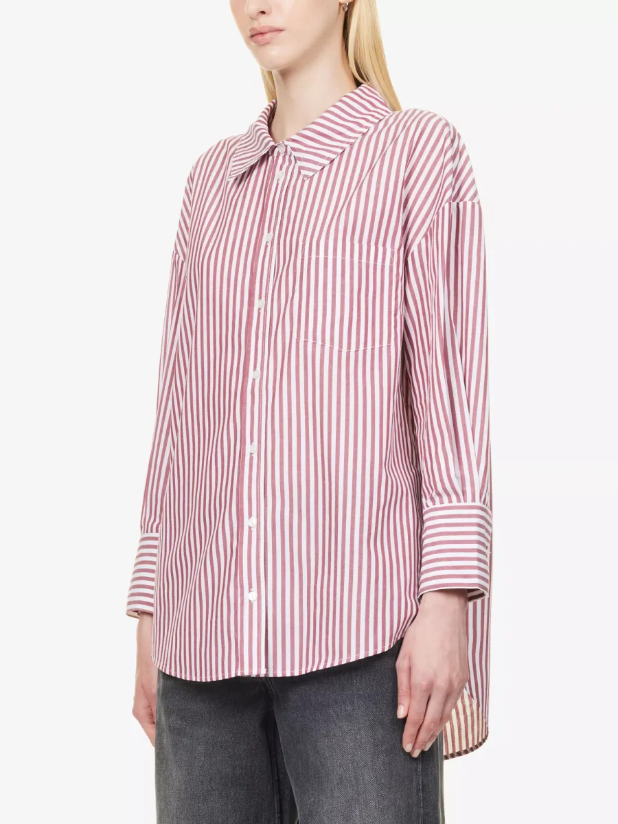 ANINE BING Mika Vertical-Striped Poplin Shirt - Imagen 4