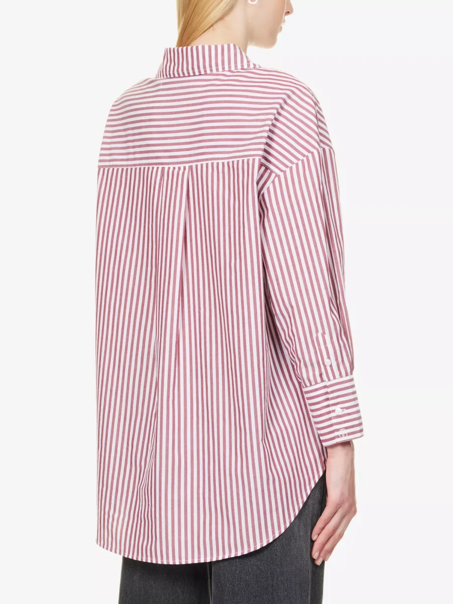 ANINE BING Mika Vertical-Striped Poplin Shirt - Imagen 7