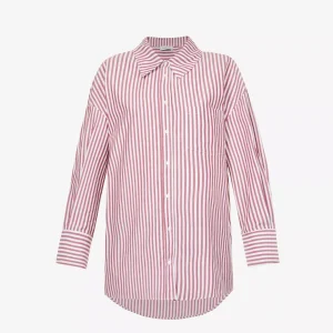 ANINE BING Mika Vertical-Striped Poplin Shirt