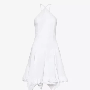 LUDOVIC DE SAINT SERNIN White Ice Skating Flared-Hem Cotton-Poplin Mini Dress